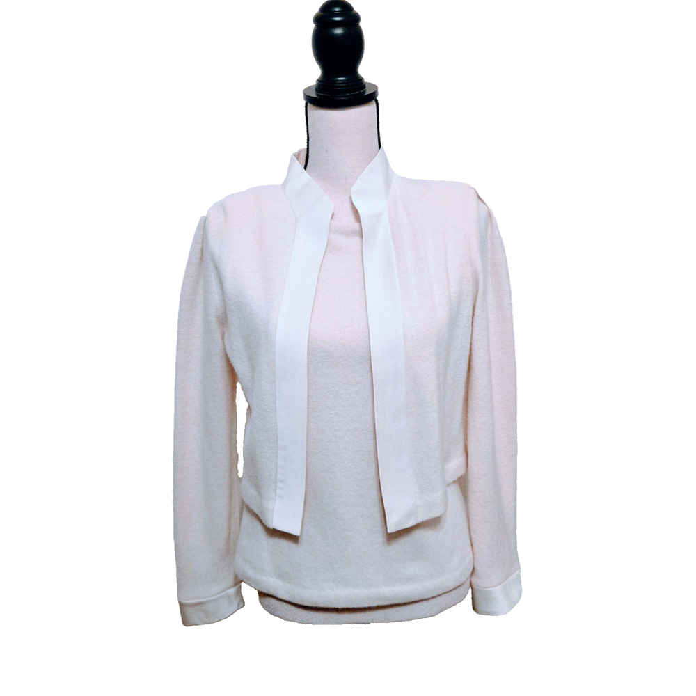 Vintage Handmade 2 piece wool cream color sweater set S